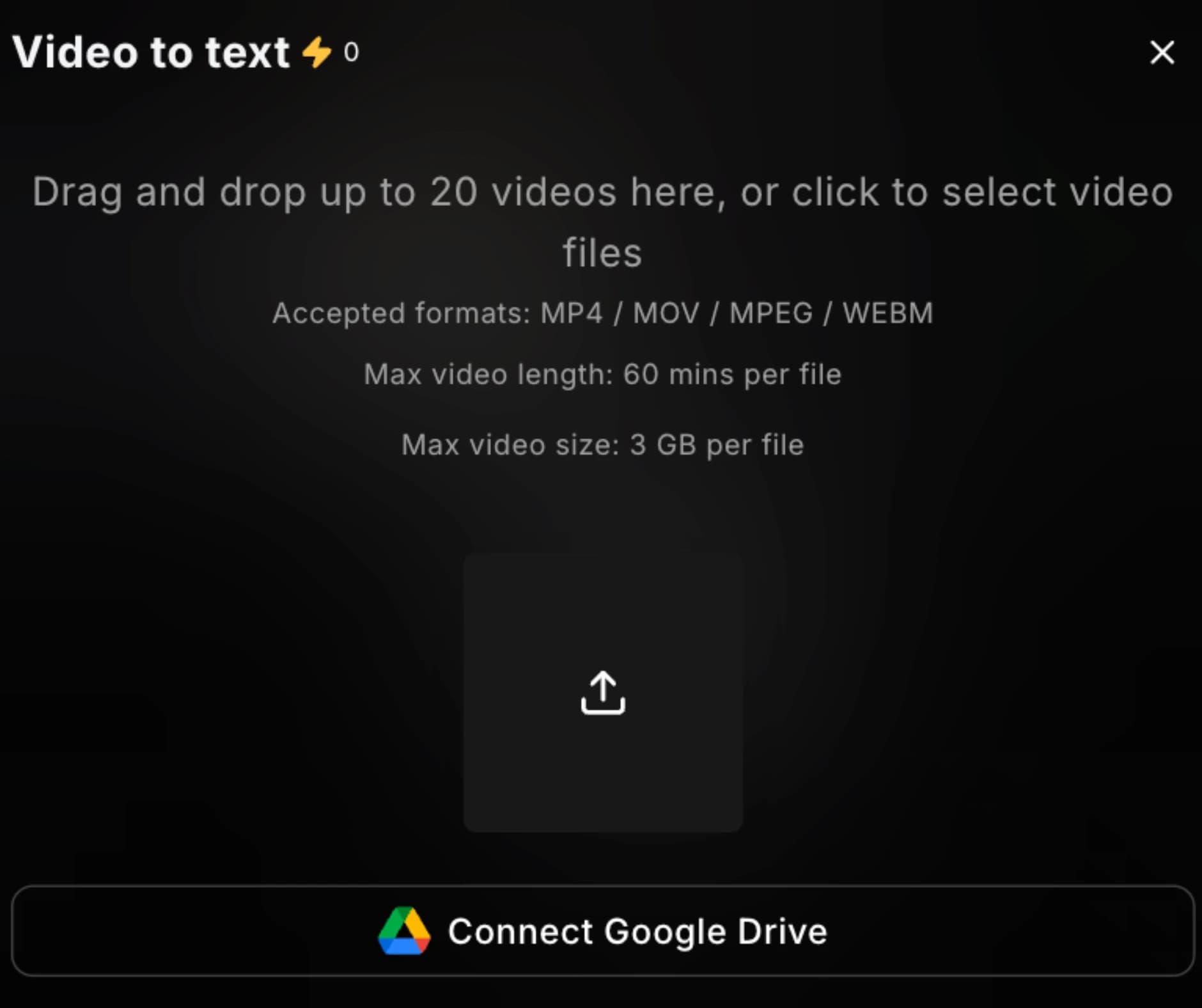 Video to text interface